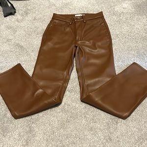 Good American tan leather pants